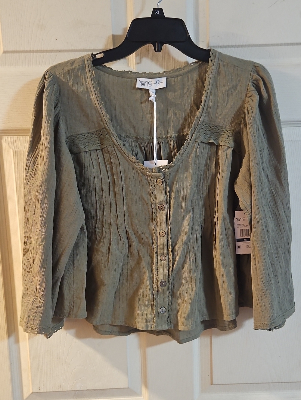 Jessica Simpson Women's Fiesole Lace Top: Deep Lichen Green: NEW WITH TAGS: XS